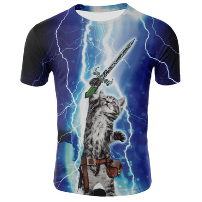 Short-sleeved Cat 3D Printed Tight-fitting Sports