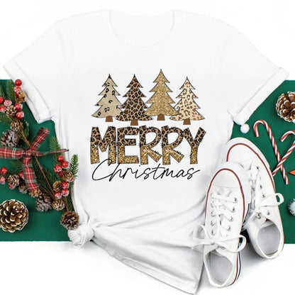 2025 New Year Christmas Plus Size Round Neck Short Sleeve T-shirt