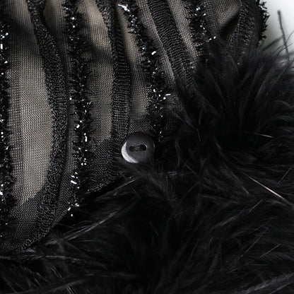 Irregular Skirt Ostrich Hair Patchwork Suit